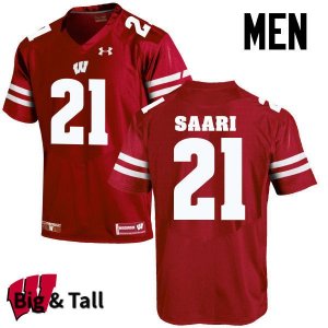 Men's Wisconsin Badgers NCAA #21 Mark Saari Red Authentic Under Armour Big & Tall Stitched College Football Jersey JG31X42IL